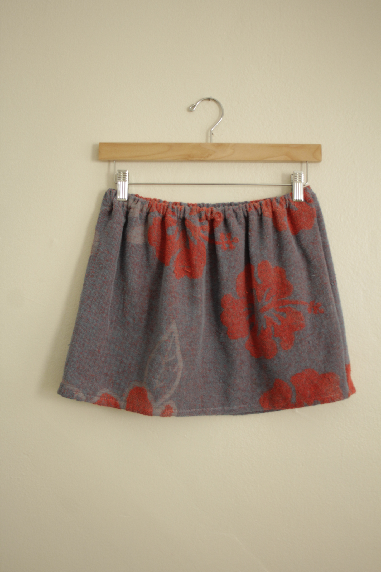 Towel Skirt in Blue + Red Hibiscus