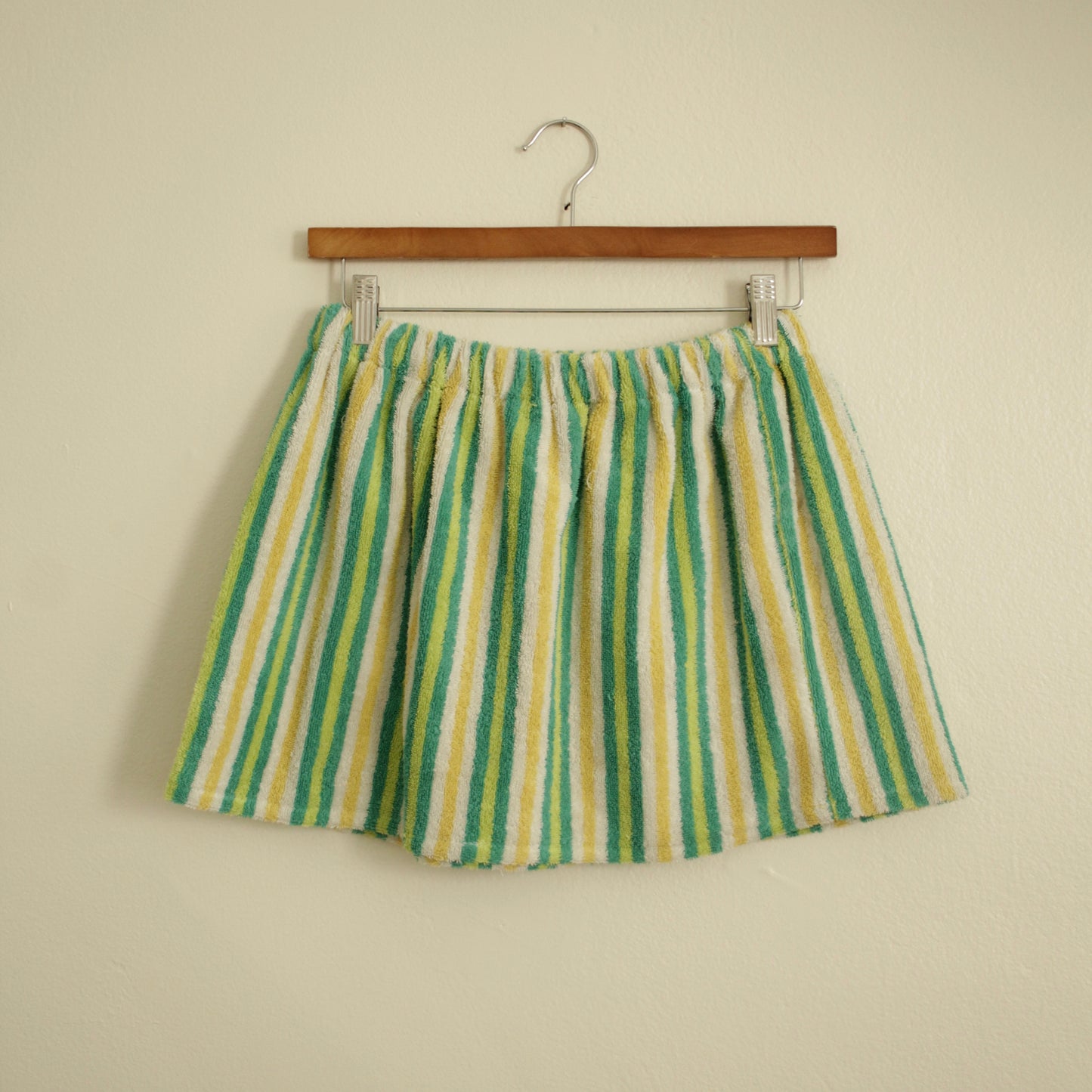 Towel Skirt in White + Green Stripes