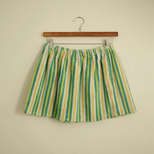 Towel Skirt in White + Green Stripes