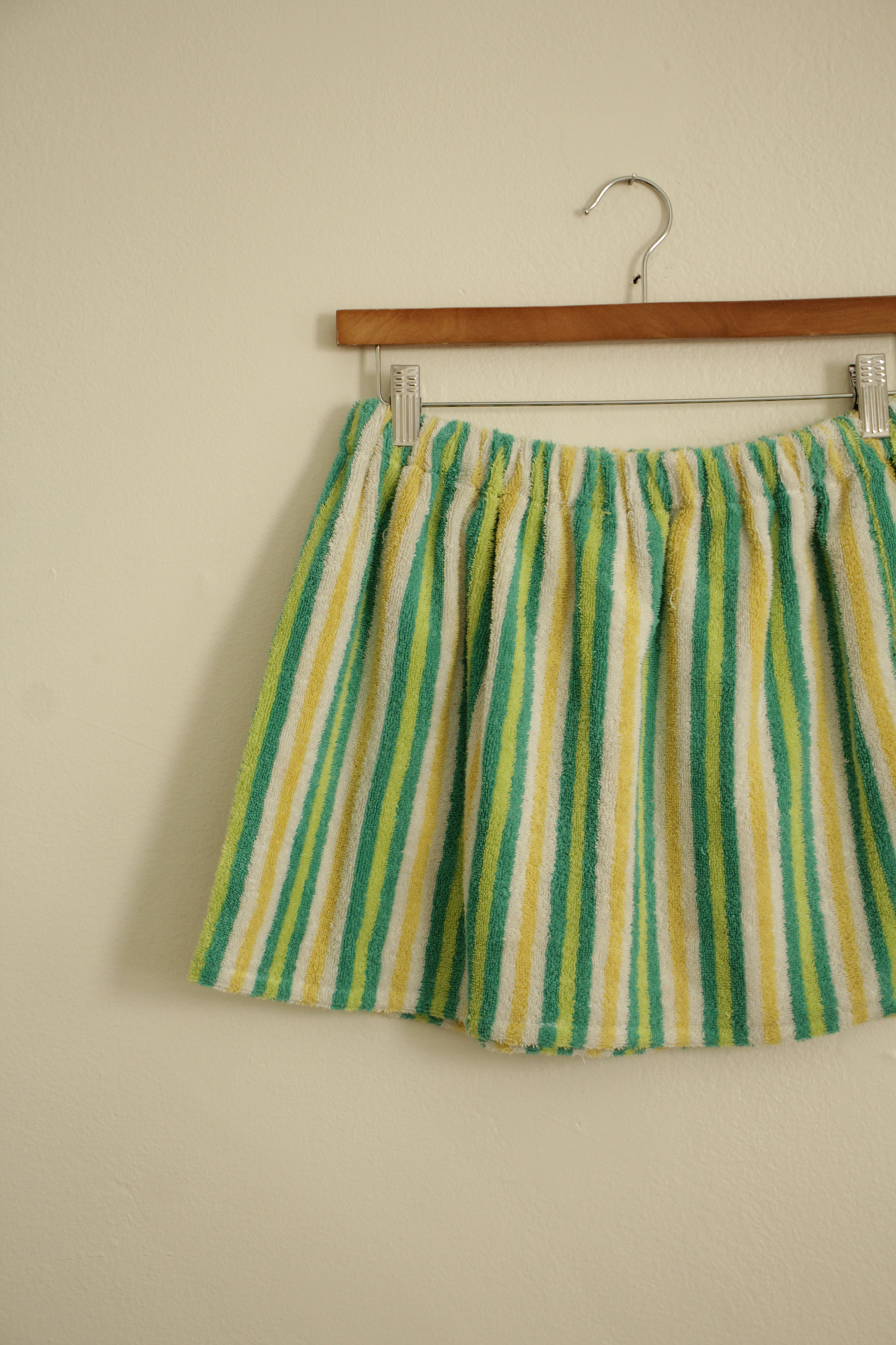 Towel Skirt in White + Green Stripes