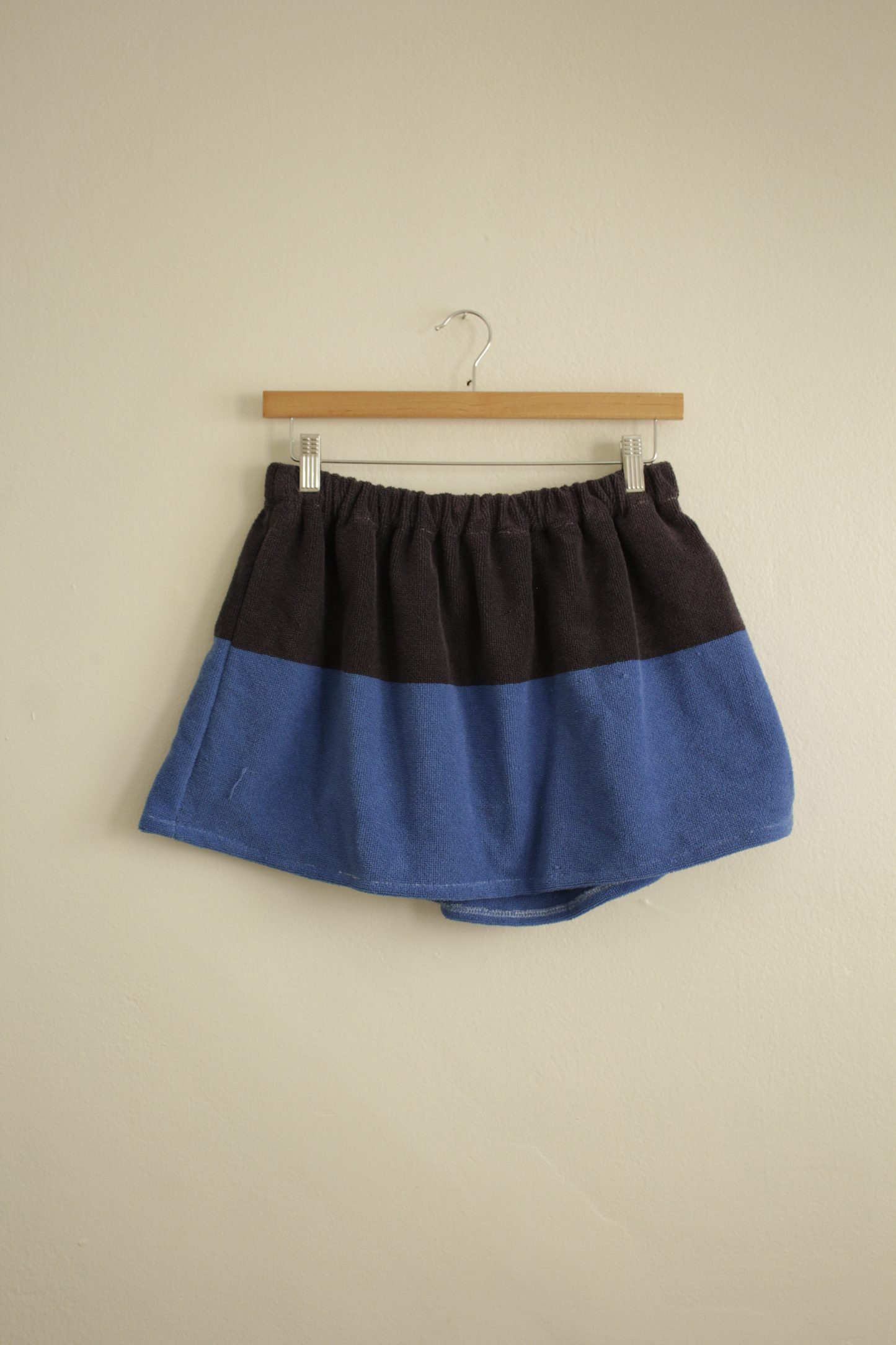 Towel Skirt in Navy + Blue Block