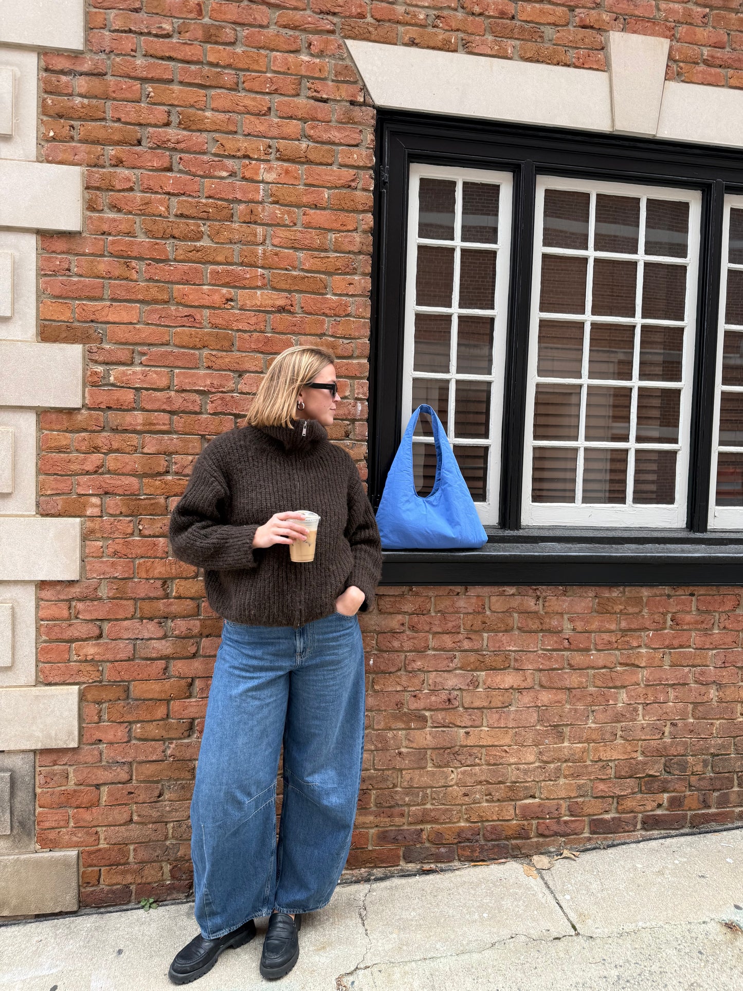 Blue Cotton Triangle Tote