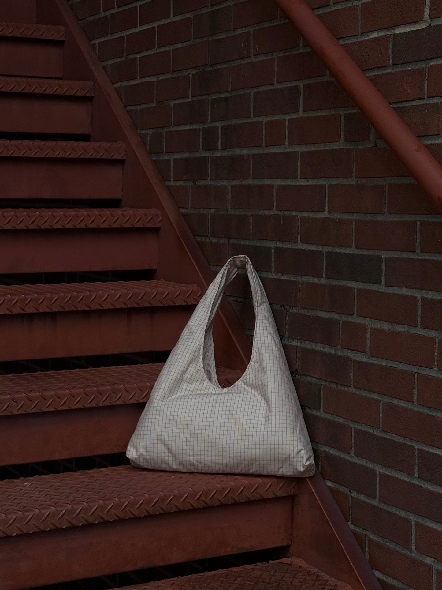 Salmon Squares Triangle Tote