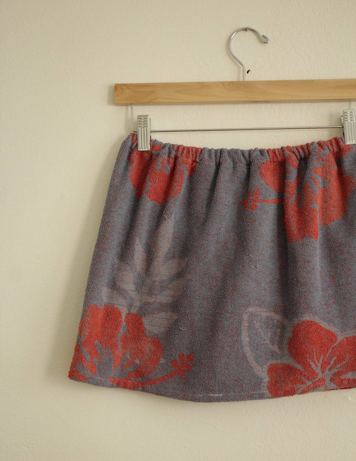 Towel Skirt in Blue + Red Hibiscus