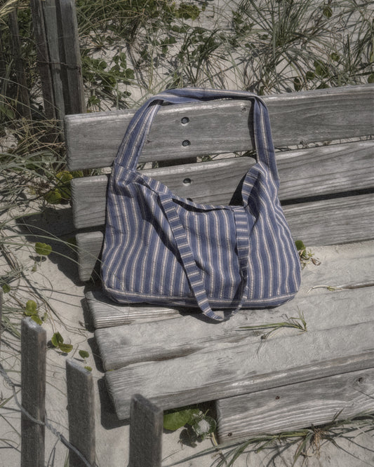Striped Beach Tote in Blue