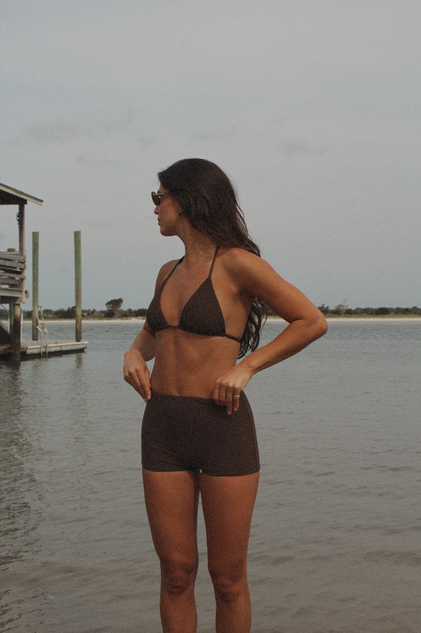 High Rise Surf Shorties in Chocolate