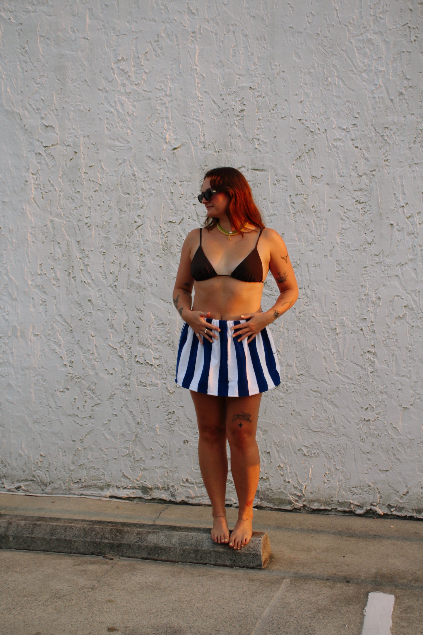 Towel Skirt in NAVY + WHITE