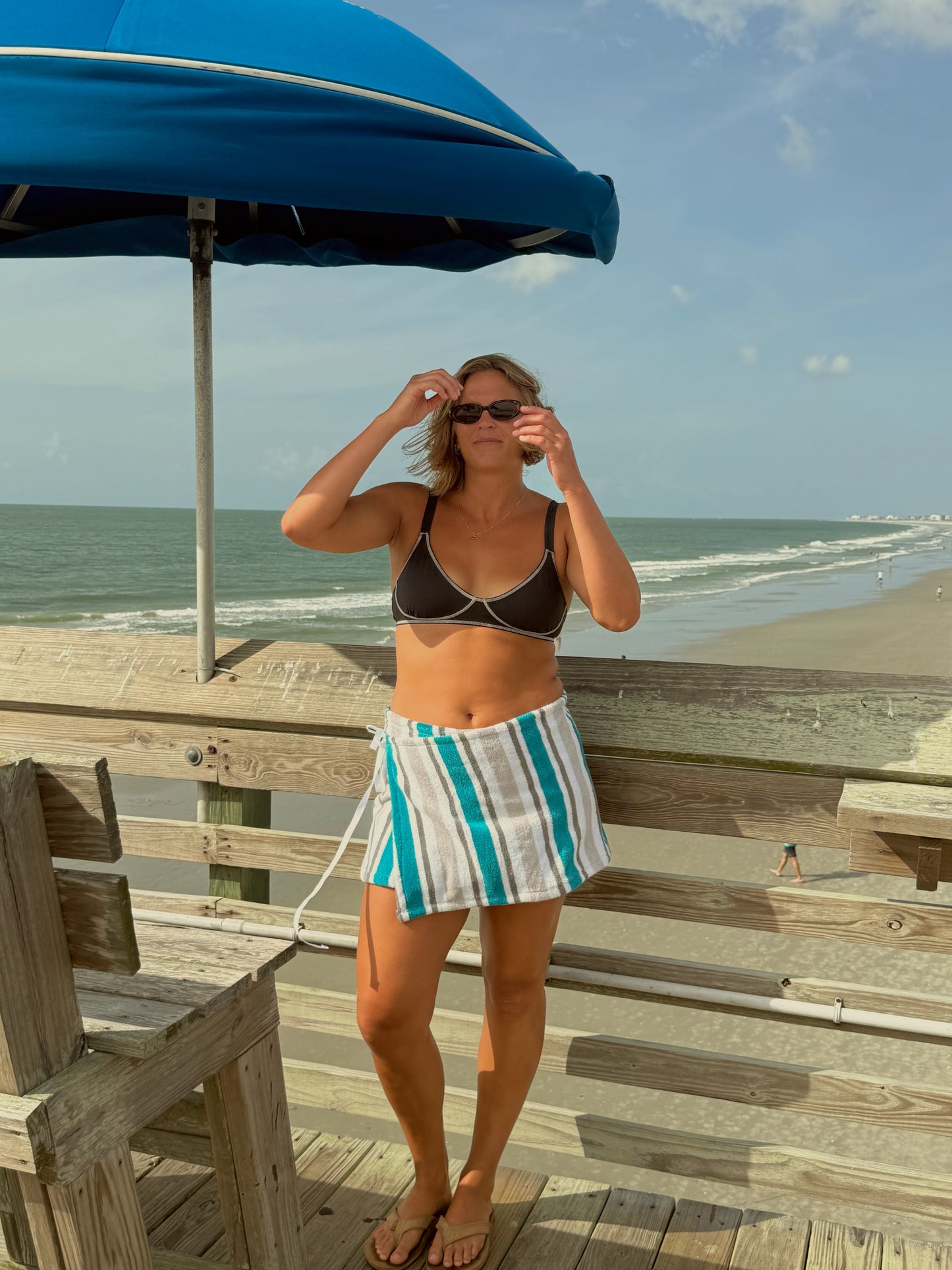 Wrap Skirt in TEAL STRIPE