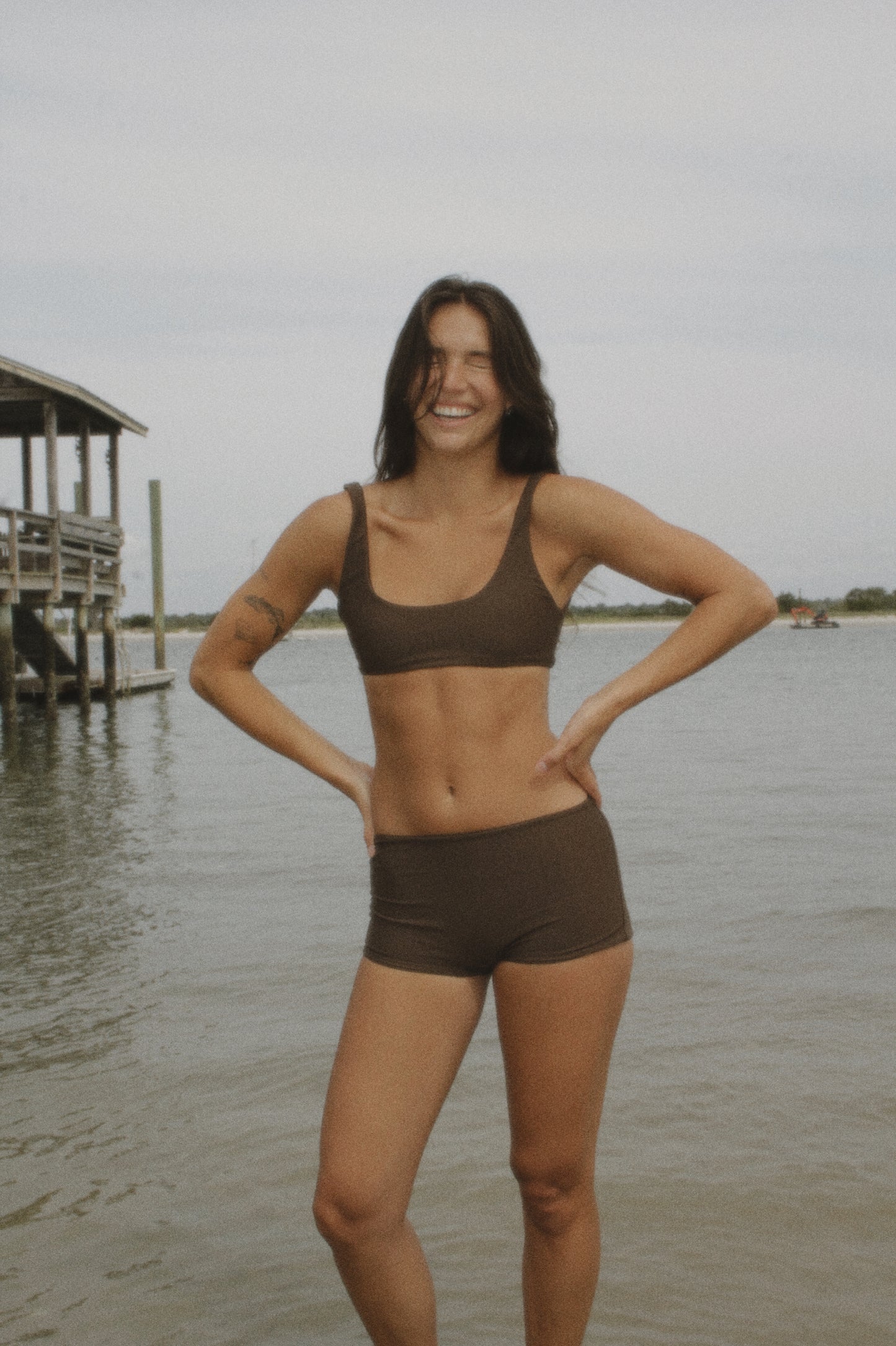 Low Rise Surf Shorties in Chocolate